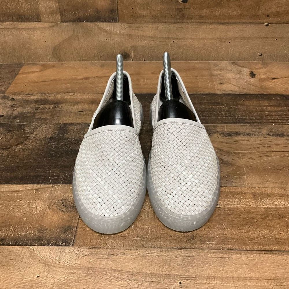 Free People Women’s Size 37 Santorini Sneaker White Woven Leather Slip On Shoes - Picture 2 of 6